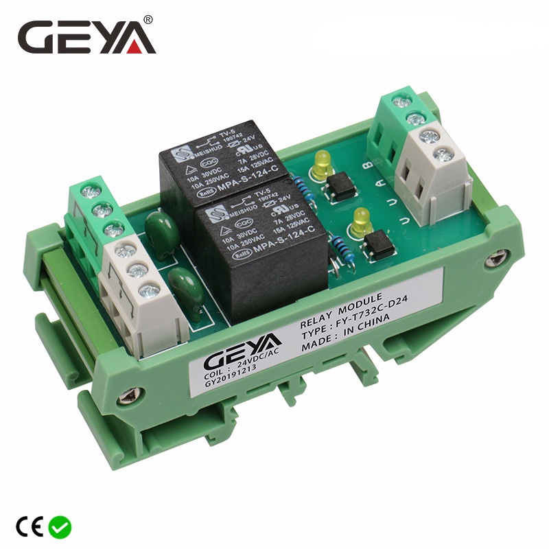 GEYA FY-T732 2 ช่องรีเลย์โมดูล AC/DC 5/24/12/48V 230VAC Din Rail ติดตั้ง GSM โมดูลควบคุม