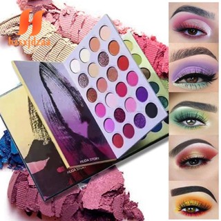 Huda STORY สมุดอายแชโดว์ ลูกปัดเลื่อม พับได้ 3 ชั้น 72 สี หลากสี สําหรับแต่งหน้า