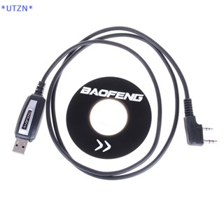 Utzn&gt; สายเคเบิลโปรแกรม USB 2Pin พร้อมซอฟท์แวร์ CD สําหรับวิทยุ Baofeng UV-5R BF-888S 1 ชุด