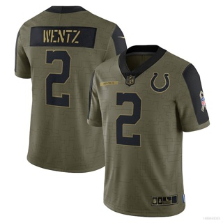 เสื้อยืดกีฬาแขนสั้น ลายทีมชาติฟุตบอล Indianapolis Colts Jersey Wentz Salute To Service HQ1 NFL พลัสไซซ์ QH1