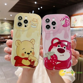 เคสโทรศัพท์มือถือ ขอบโค้ง ลายการ์ตูนหมีพูห์ สตรอเบอร์รี่ 3D แวววาว สําหรับ Infinix Hot 20i 30i 8 9 20 12 30 10 11 Play 8 Lite 9 PRO 11 Plus 10 Lite Note 12 PRO 12 Turbo G96 Smart 5 7 4 6 Plus 5PRO