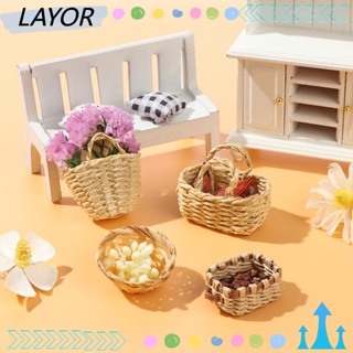 Layor ตะกร้าผ้าทอมือ ขนาดเล็ก สเกล 1:12 สําหรับตกแต่งบ้านตุ๊กตา