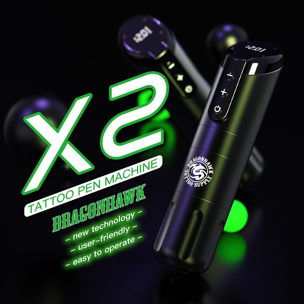 Dragonhawk X2 เครื่องสักปากกาไร้สายแต่งหน้าอุปกรณ์เสริมถาวรสําหรับผู้เริ่มต้นสักซัพพลาย