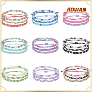 Rowans สร้อยข้อมือลูกปัด หลายสี แฮนด์เมด หลายชั้น สําหรับผู้หญิง 3 ชิ้น/ชุด