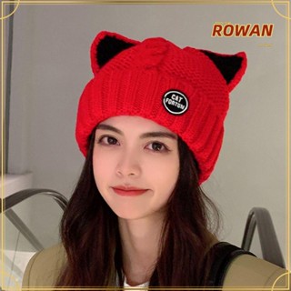 Rowans หมวกถัก หูแมว น่ารัก ฤดูหนาว