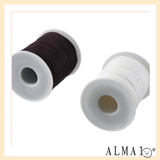 ALMA สายไนล่อนถัก สีน้ําตาล 87 หลา 0.7 นิ้ว สีขาว สําหรับงานฝีมือ 2 ม้วน