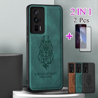 2 IN 1 สําหรับ Xiaomi Poco F5 Pro เคสโทรศัพท์ หนังนิ่ม TPU พร้อมตัวป้องกันหน้าจอเซรามิก โค้ง