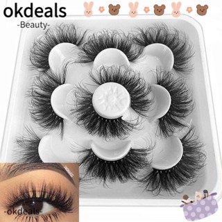 Okdeals SKONHED ขนตาปลอม ขนมิงค์ 3D แบบนิ่ม หลายชั้น 5 คู่