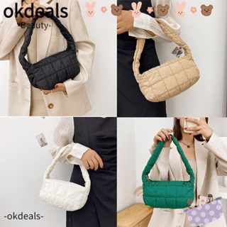 Okdeals กระเป๋าสะพายไหล่ ผ้าไนล่อน ทรงโท้ท สีแคนดี้ สําหรับสตรี