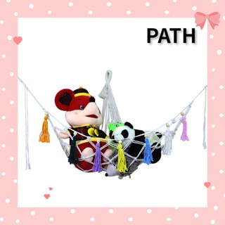 PATH Creative Hammocks Large Capacity Net Bag Corner Net  Hammocks Stuffed Animals High Load-bearing Triangle Toy Storage Bag Hand-woven Cotton Rope Bathroom Corner Hanging Storage Organizer