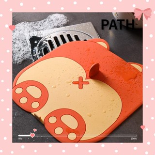 Path ที่ปิดท่อระบายน้ํา ซิลิโคน ทรงสี่เหลี่ยม ลายการ์ตูน ขนาดใหญ่ สีฟ้า สีชมพู สีส้ม พร้อมที่จับ ใช้ซ้ําได้ สําหรับห้องน้ํา บ้าน 3 ชิ้น