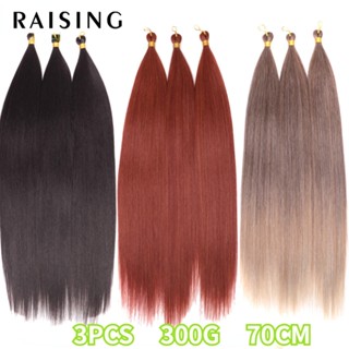 Raising ยางมัดผมถักโครเชต์ ถักเปียผมสังเคราะห์ ผมสีน้ําตาล 28 นิ้ว