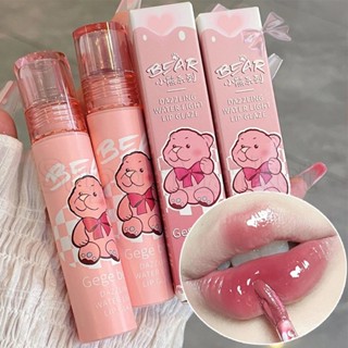 Gege Bear Water Light Mirror Lip Glaze / ลิปกลอส กันน้ํา ติดทนนาน / ลิปสติก ไม่ติดถ้วย ให้ความชุ่มชื้น / ลิปทินท์ 6 สี / เครื่องสําอางสําหรับผู้หญิง