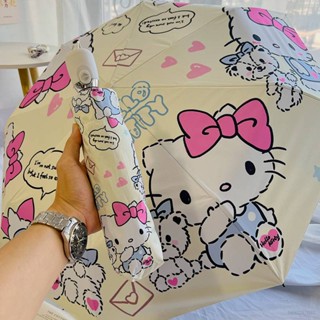 Yelan Sanrio Hello Kitty ร่มพับ 3 ทบอัตโนมัติ ม่านบังแดด การ์ตูนน่ารัก ป้องกันรังสียูวี ไวนิล แดด ฝน นักเรียน