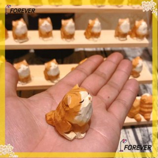 Forever ฟิกเกอร์ไม้แกะสลัก รูปแมว สีส้ม ขนาด 1.4 นิ้ว สําหรับตกแต่งบ้าน 2 ชิ้น