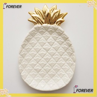 Forever ที่วางช้อนเซรามิก ลายสับปะรด สีขาว 7.6 X 5.2 นิ้ว