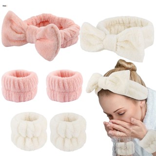 Monochrome Plush Face Wash Headband New Ladies Collar Headband Makeup Headband Wristband nuuo