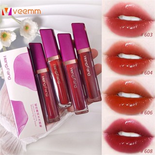 Hengfang Water Gloss Lip Glaze Mirror Glass ไม่ติดถ้วยติดทนไม่ง่ายที่จะจางใสลิปสติก veemm