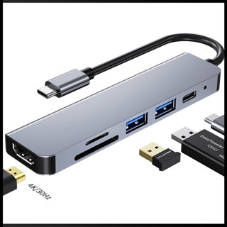 Zevaret 6-in-1 อะแดปเตอร์ฮับ USB C RJ45 SD TF การ์ดรีดเดอร์ PD ชาร์จเร็ว สําหรับ MacBook แล็ปท็อป