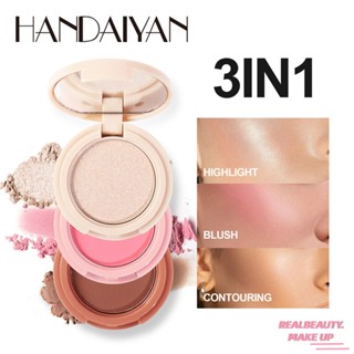 HANDAIYAN 3 IN1 Waterproof Eye Shadow Blush High -light Pearly Matte Long -acting Makeup Cosmetics [realbeauty]