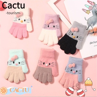 Cactu ถุงมือ ผ้าขนสัตว์ แบบเต็มนิ้ว ให้ความอบอุ่น ลายกระต่าย แฟชั่นฤดูหนาว สําหรับเด็กผู้ชาย และเด็กผู้หญิง