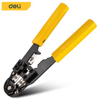 Deli คีมปอกสายไฟ 8 นิ้ว ชุดคีมย้ำสายไฟ คีมย้ำวงล้อ คีม คีมย้ำสายไฟ   Stripping Pliers EDL2685C