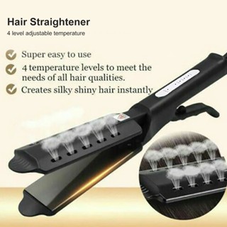 MONSTER เครื่องหนีบผม Wide Steam Flat ปรับอุณหภูมิได้ 4 ระดับ Black Hair Straightener US Plug 100‑240V