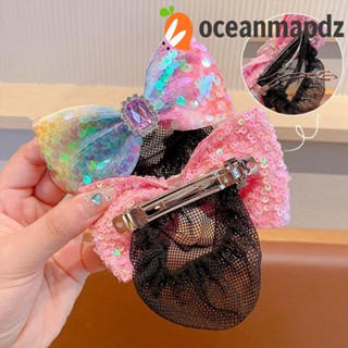 Oceanmapdz โบติดผม ตาข่ายเลื่อม หวานแหวว ฤดูใบไม้ผลิ กิ๊บติดผม บัลเล่ต์ โบว์ใหญ่ เต้นรํา