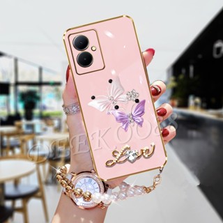 ใหม่ เคสโทรศัพท์มือถือแบบนิ่ม ลายผีเสื้อ ประดับเพชร ระยิบระยับ พร้อมสายคล้องข้อมือ สําหรับ VIVOY78 VIVOY27 VIVOY02T VIVO Y78 Y27 Y02T 5G 4G 2023