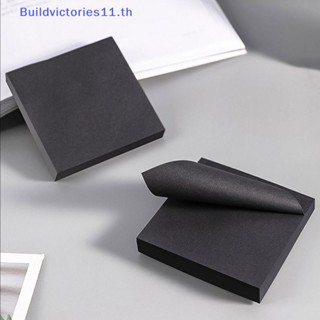 Buildvictories11 กระดาษโน้ตมีกาวในตัว 76*76 ซม. สีดํา สําหรับคั่นหนังสือ 50 แผ่น