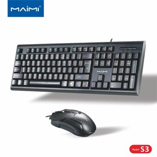 Maimi S3 คีย์บอร์ดพร้อมเม้าส์  keyboard+mouse  คีย์บอร์ดคอมพิวเตอร์ แป้นพิมพ์ออฟฟิศ คีย์บอร์ดสำนักงาน รับประกัน1ปี