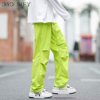 DaDuHey🔥 Dopamine Wear Mens and Womens 2023 Trendy Brand Fashion Loose Drawstring Paratrooper Pants American Retro High Street Vibe Style Overalls