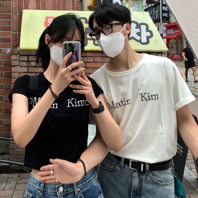 เสื้อยืดผ้า  Matin Kim LOGO ผ้า Cotton 100% เสื้อคู่