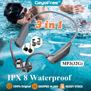 Geyofree ชุดหูฟังบลูทูธไร้สาย 5.3 กันน้ํา IPX8 MP3 32G พร้อมไมโครโฟน สําหรับว่ายน้ํา เล่นกีฬา  swimming earphone