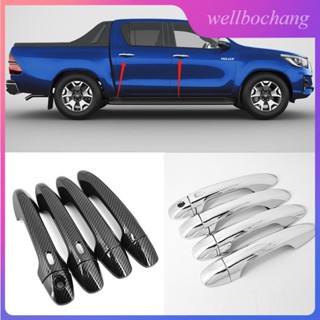 ฝาครอบมือจับประตูรถยนต์ คาร์บอนไฟเบอร์ สีเงิน สําหรับ TOYOTA HILUX 2016-2021 HILUX REVO ROGUE ROCCO