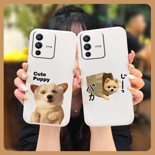 Solid color Anti-fall Phone Case For VIVO S12/V23 Simplicity Skin feel silicone Cartoon Back Cover Lens package