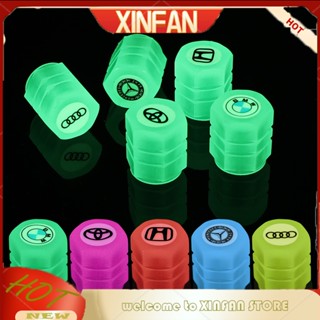 Xinfan ฝาครอบวาล์วยางล้อรถยนต์ เรืองแสง กันน้ํา กันฝุ่น 4 ชิ้น