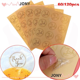 Jy1 สติกเกอร์ใส ลาย Thank You สีบรอนซ์ แฮนด์เมด สําหรับตกแต่งเบเกอรี่ ปาร์ตี้ DIY 60 120 ชิ้น