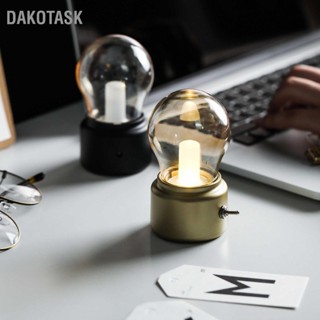 DAKOTASK ไฟกลางคืน USB รูปทรงหลอดไฟแบบชาร์จไฟได้อย่างต่อเนื่องโคมไฟตั้งโต๊ะหอพักสำหรับข้างเตียงห้องนอน