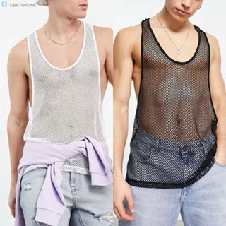 เสื้อยืดแขนกุด คอยู สีโปร่งใส สําหรับผู้ชาย