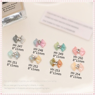 10pcs Nail Art Tie เครื่องประดับ Macaron Bow Girl น่ารักสามมิติเรซิ่น Pile เจาะเล็บเครื่องมือตกแต่งเล็บสำหรับร้านเล็บ 8 แบบ JOYFEEL