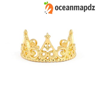 Oceanmapdz แหวนอัลลอย รูปมงกุฎเจ้าหญิงบาร์บี้ ปรับได้ สีทอง หวานแหวว อุปกรณ์เสริม สําหรับงานปาร์ตี้