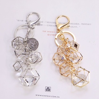 Imported crystal car key chain rhinestone diamond pendant creative I type I create metal gold rhinestone key chain