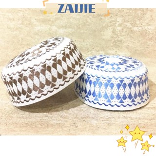 Zaijie24 หมวกบีนนี่ถัก ปักลายหัวกะโหลก สไตล์มุสลิม สําหรับผู้ชาย 2 ชิ้น