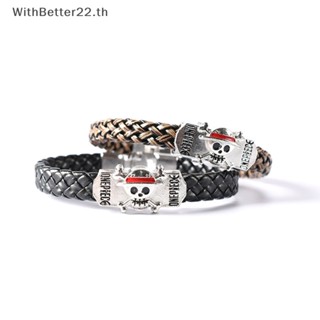 Withbetter สร้อยข้อมือหนังถัก กําไลข้อมือโจรสลัด สีดํา สไตล์พังก์ สําหรับผู้ชาย และผู้หญิง