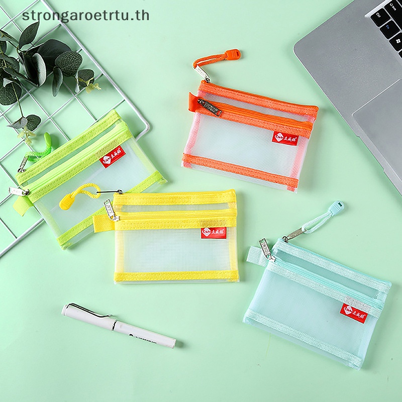 Strongaroetrtu กระเป๋าใส่เหรียญ ผ้าตาข่าย ขนาดเล็ก แบบพกพา สําหรับใส่หูฟัง บัตรรถบัส