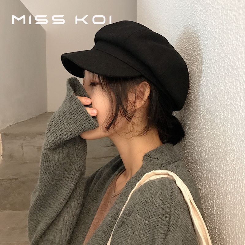 MISSKOI หมวกแปดเหลี่ยมหญิง ins เวอร์ชั่นเกาหลีอินเทรนด์ฤดูใบไม้ร่วงฤดูหนาว All-Match Influencer Newsboy จิตรกรหมวกสไตล์ญี่ปุ่นฤดูใบไม้ผลิฤดูใบไม้ร่วงสไตล์ Beret Fe