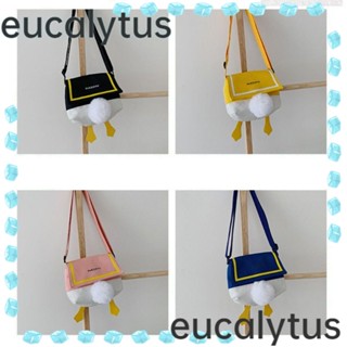 Eucalytus1 กระเป๋าสะพายไหล่ กระเป๋าถือ ผ้าแคนวาส สีเหลือง สีชมพู สีฟ้า สําหรับสตรี