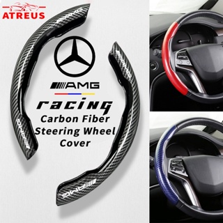 Mercedes Benz AMG ปลอกหุ้มพวงมาลัยคาร์บอนไฟเบอร์ หุ้มพวงมาลัยรถยนต์ กันลื่น สําหรับ Mercedes Benz EQE EQC W207 W211 W205 W212 W204 W220 W206 W124 W213 W218 W222 High Performance Steering Wheel Cover