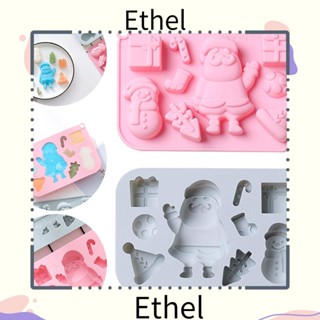 Ethel1 แม่พิมพ์ซิลิโคน ธีมคริสต์มาส 9 ช่อง สําหรับทําเค้กช็อคโกแลต สโนว์แมน หมวก